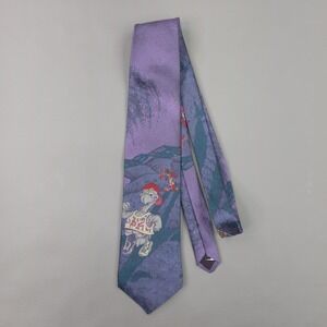 Caleche Tie Mens One Size Purple Silk Cartoon Tortoise Hare Race Sports Necktie